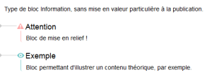 Exemple de blocs d'intention en publication